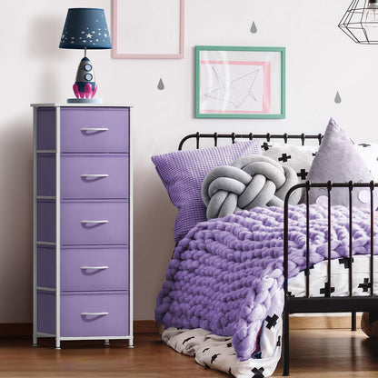 Dresser for Kids Bedroom, Fabric Drawers (5 Drawer, Pastel)