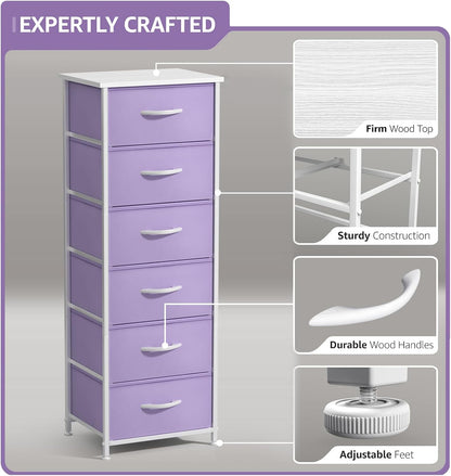 Dresser for Kids Bedroom, Fabric Drawers (5 Drawer, Pastel)