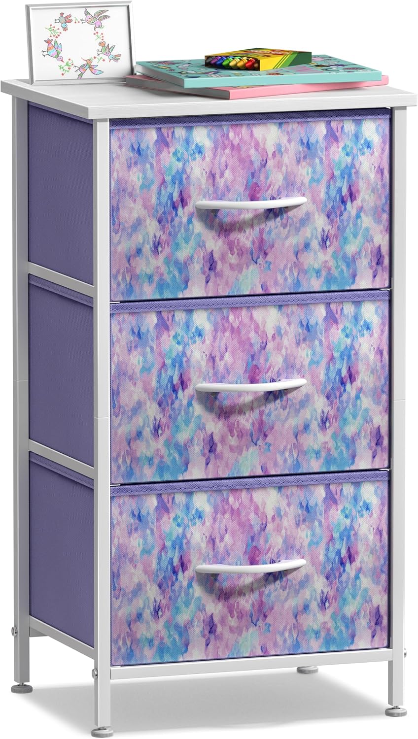 Dresser for Kids Bedroom, Fabric Drawers (5 Drawer, Pastel)