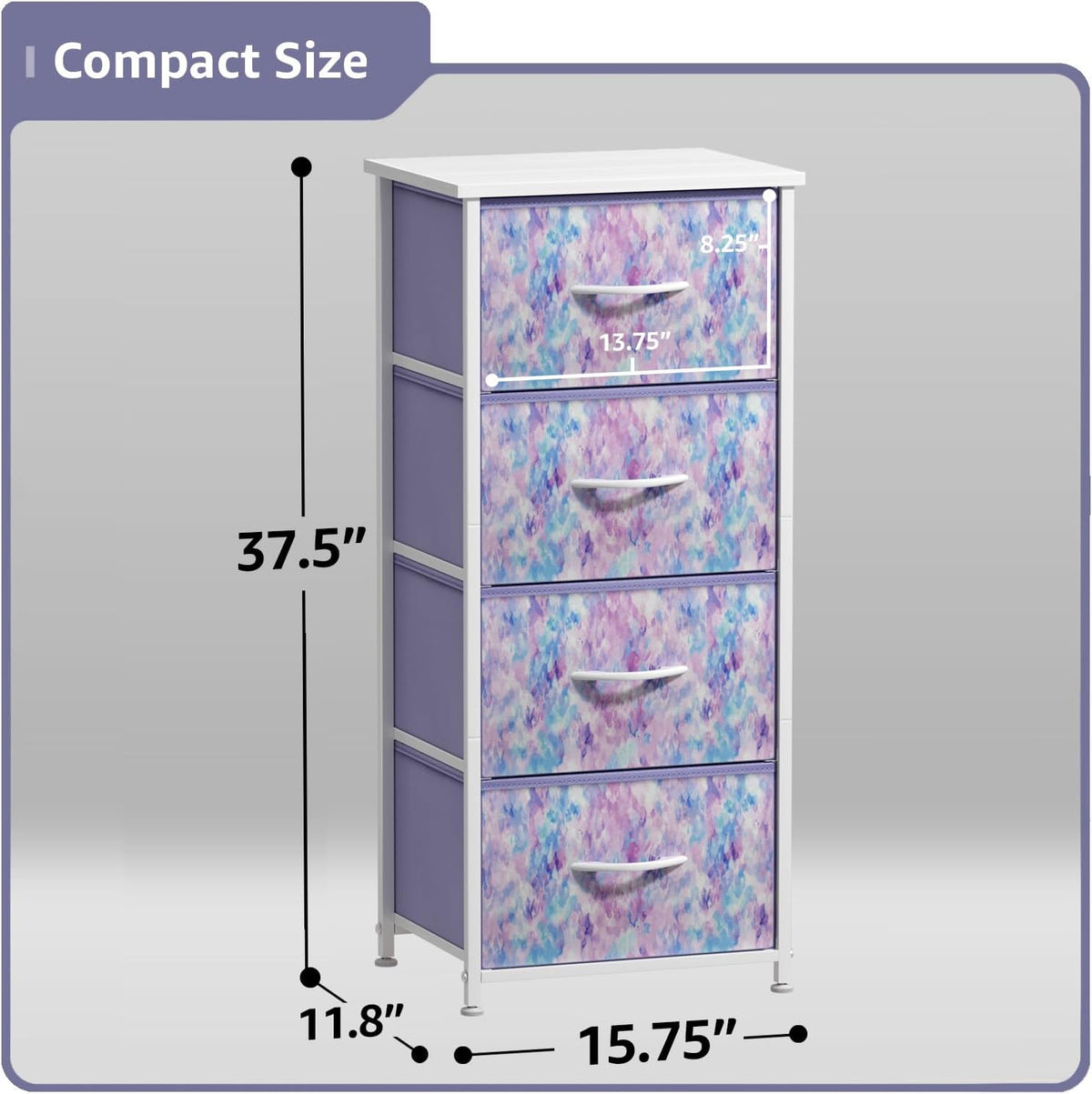 Dresser for Kids Bedroom, Fabric Drawers (5 Drawer, Pastel)