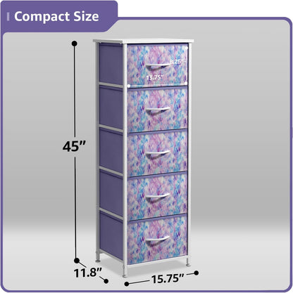 Dresser for Kids Bedroom, Fabric Drawers (5 Drawer, Pastel)