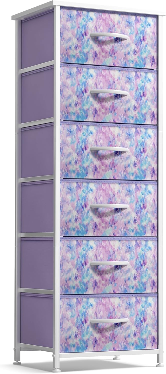 Dresser for Kids Bedroom, Fabric Drawers (5 Drawer, Pastel)
