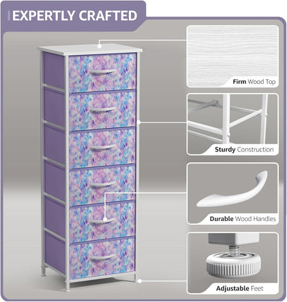 Dresser for Kids Bedroom, Fabric Drawers (5 Drawer, Pastel)