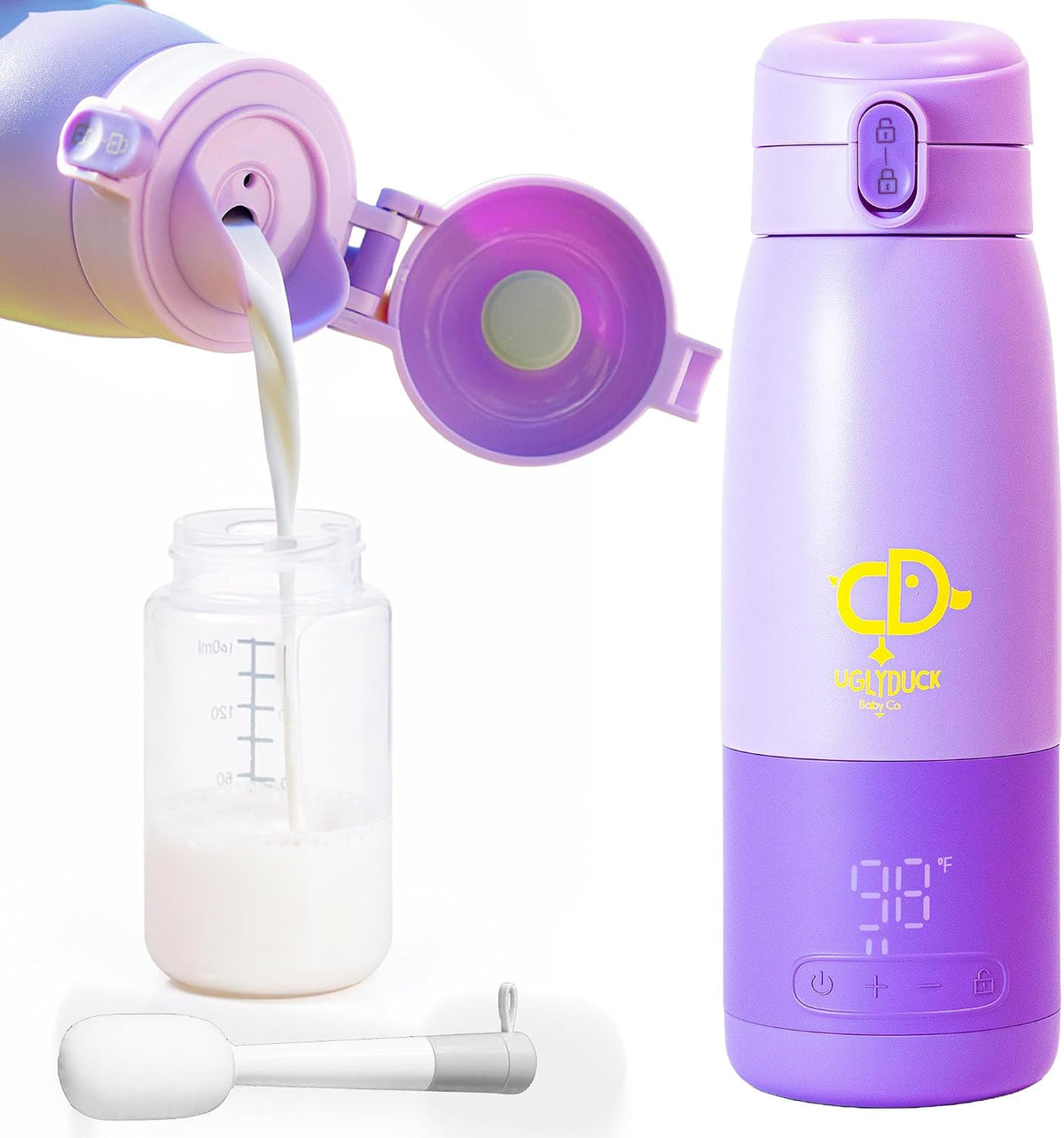Portable Bottle Warmer for Travel 17 oz Capacity | Breast Milk Warmer for Baby On the Go | Temperature Adjustable 98°F to 158°F | for Milk, Formula & Water | USB Rechargeable, BPA Free & Leak-Proof