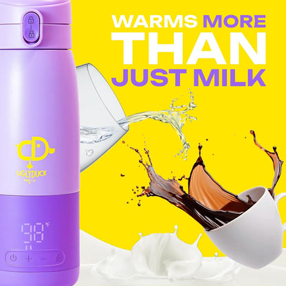 Portable Bottle Warmer for Travel 17 oz Capacity | Breast Milk Warmer for Baby On the Go | Temperature Adjustable 98°F to 158°F | for Milk, Formula & Water | USB Rechargeable, BPA Free & Leak-Proof