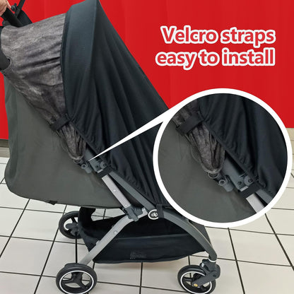 Sun Shade for Baby Strollers (0-6m), UV Sun and Sleep Shade Universal Fit for Baby Travel Size Strollers, Blackout Stroller Cover, Breathable and Stops 99% of The Sun's Rays (UPF50+) Black