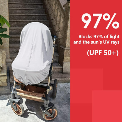 Sun Shade for Baby Strollers (0-6m), UV Sun and Sleep Shade Universal Fit for Baby Travel Size Strollers, Blackout Stroller Cover, Breathable and Stops 99% of The Sun's Rays (UPF50+) Black