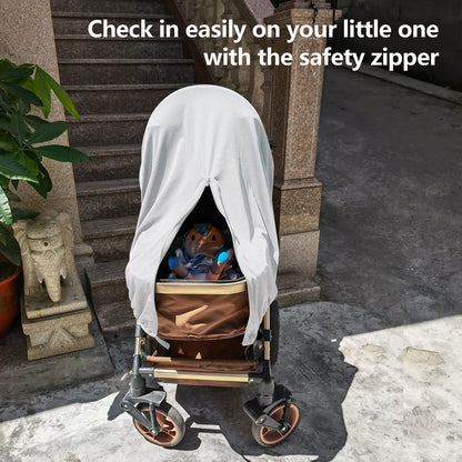 Sun Shade for Baby Strollers (0-6m), UV Sun and Sleep Shade Universal Fit for Baby Travel Size Strollers, Blackout Stroller Cover, Breathable and Stops 99% of The Sun's Rays (UPF50+) Black