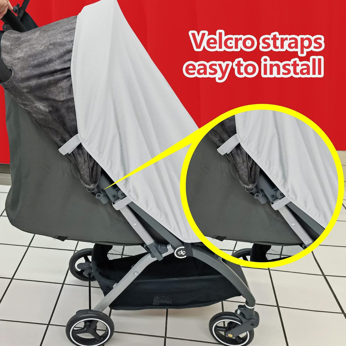Sun Shade for Baby Strollers (0-6m), UV Sun and Sleep Shade Universal Fit for Baby Travel Size Strollers, Blackout Stroller Cover, Breathable and Stops 99% of The Sun's Rays (UPF50+) Black