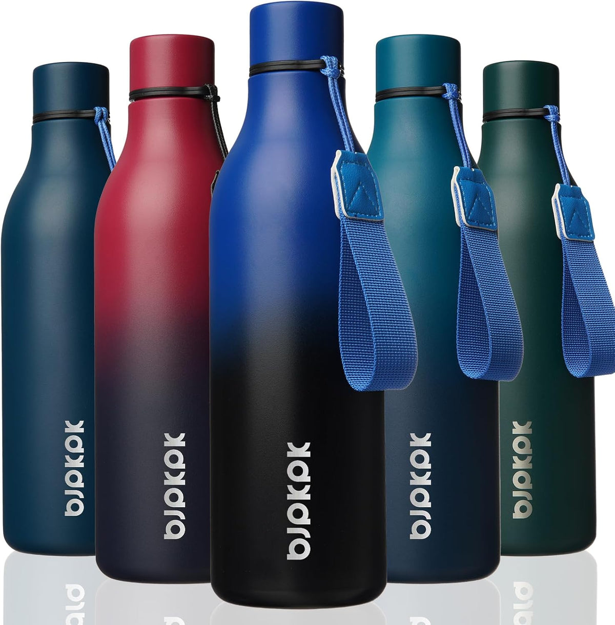 18oz Insulated Water Bottle, Stainless Steel Bottle with Carry Strap - Colors A