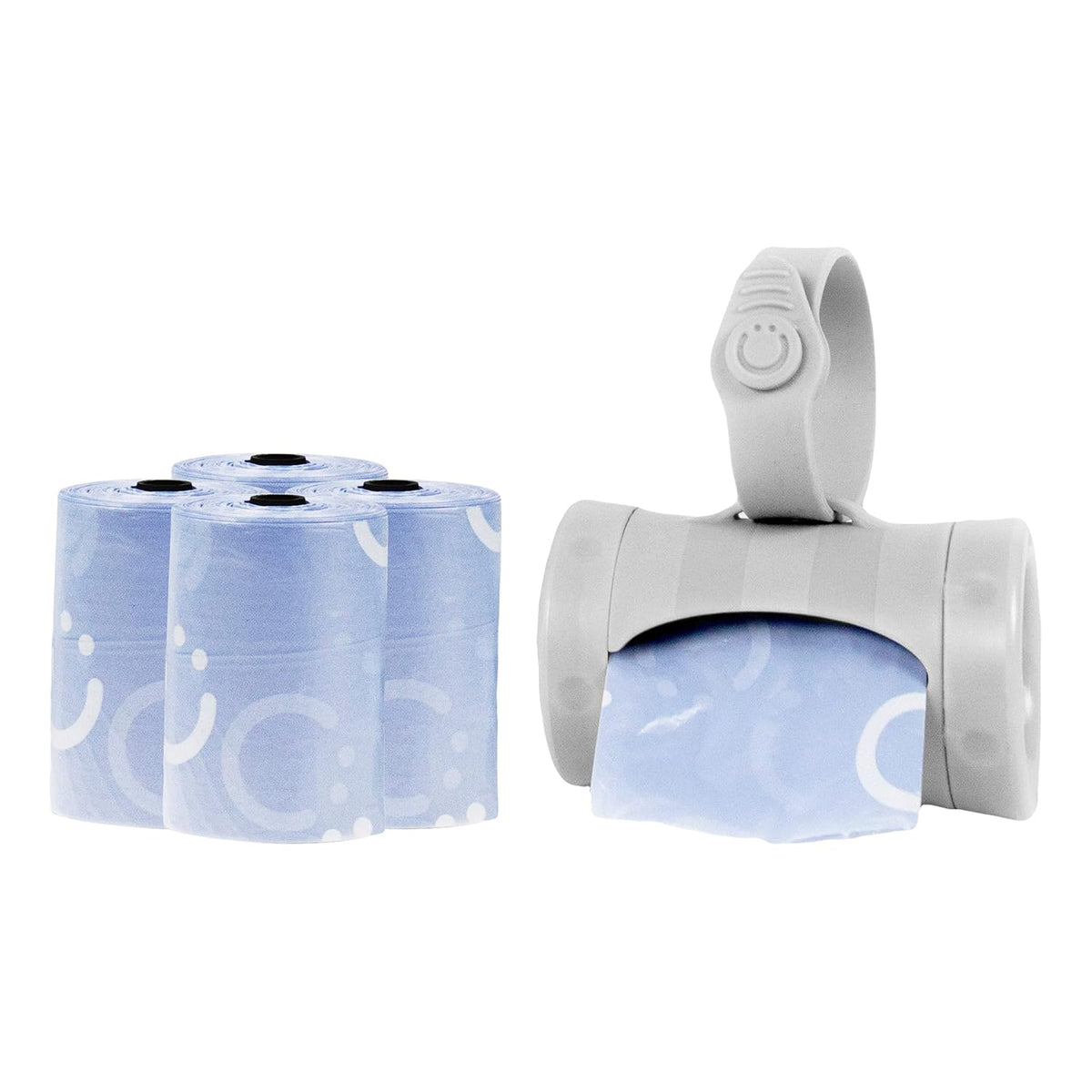 On-the-Go Gray Bag Dispenser and Waste Disposal Bags Refill, Lavender Scented & On The Go Dual Pacifier Holder, Keeps Baby’s Binkies Clean and Accessible, Includes Silicone Strap