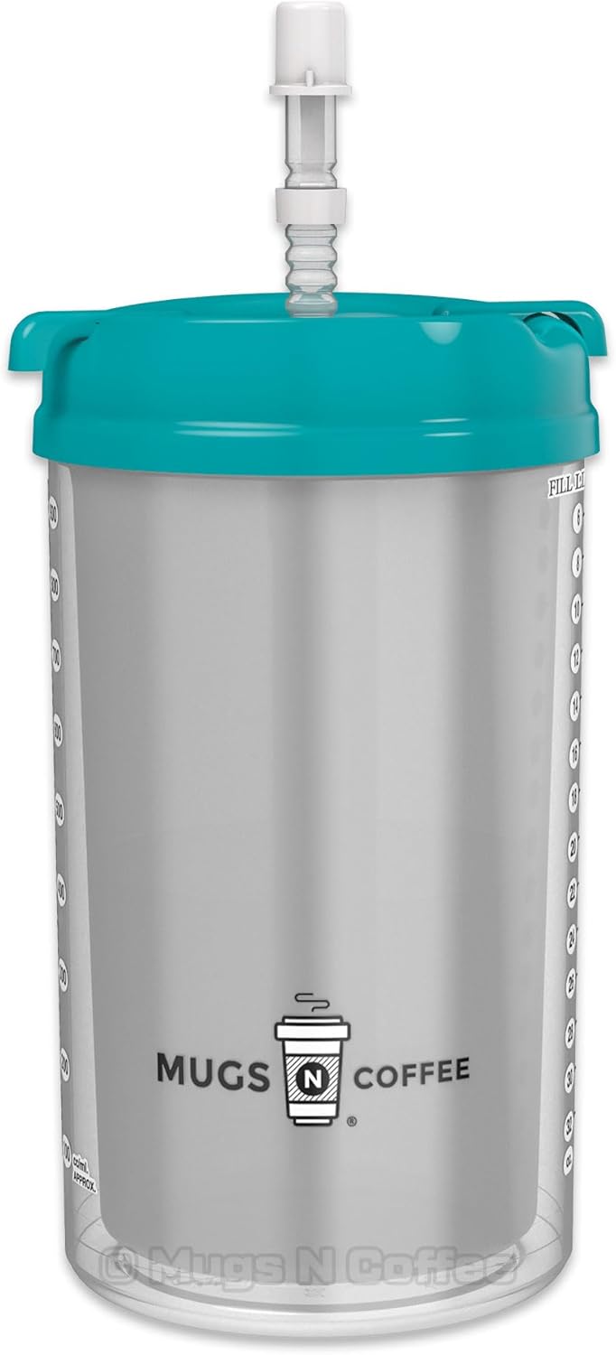 2-Pack 32 oz Travel Mugs – Teal Hospital Mugs for Cold Drinks – Double Wall Insulated, Large Handle – BPA-Free, Leak-Resistant – Includes Lids and Straws – Made in USA