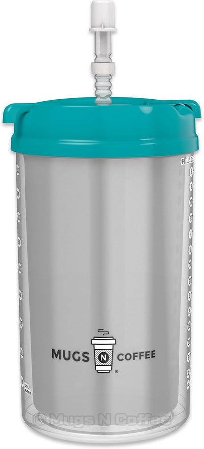 2-Pack 32 oz Travel Mugs – Teal Hospital Mugs for Cold Drinks – Double Wall Insulated, Large Handle – BPA-Free, Leak-Resistant – Includes Lids and Straws – Made in USA