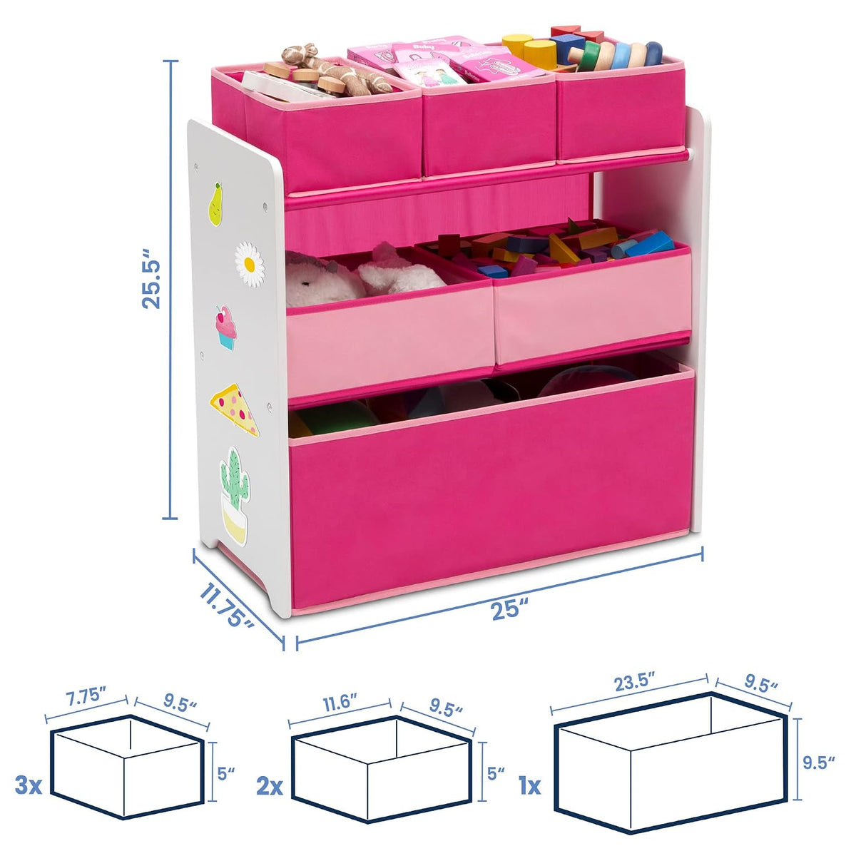 Design and Store 6 Bin Toy Organizer, Grey/Blue