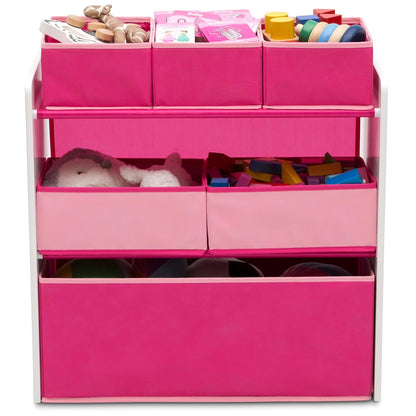 Design and Store 6 Bin Toy Organizer, Grey/Blue