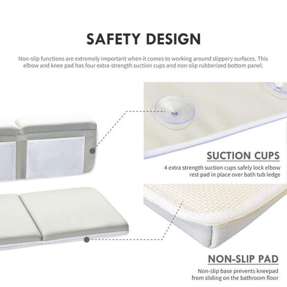 Kneeler Pad Elbow Support, Baby Bath Kneeler with Elbow Rest Set for Large Bathtub with Toy Organizer, Baby Bath Kneeler