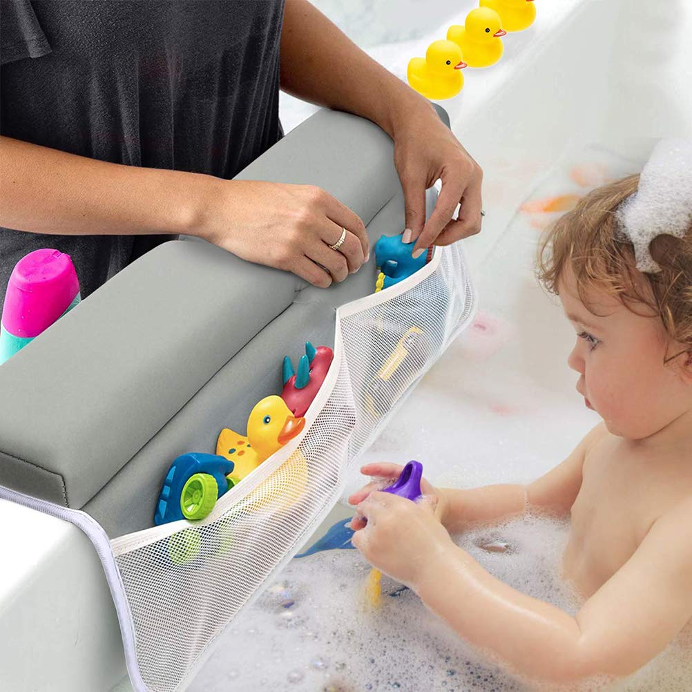 Kneeler Pad Elbow Support, Baby Bath Kneeler with Elbow Rest Set for Large Bathtub with Toy Organizer, Baby Bath Kneeler