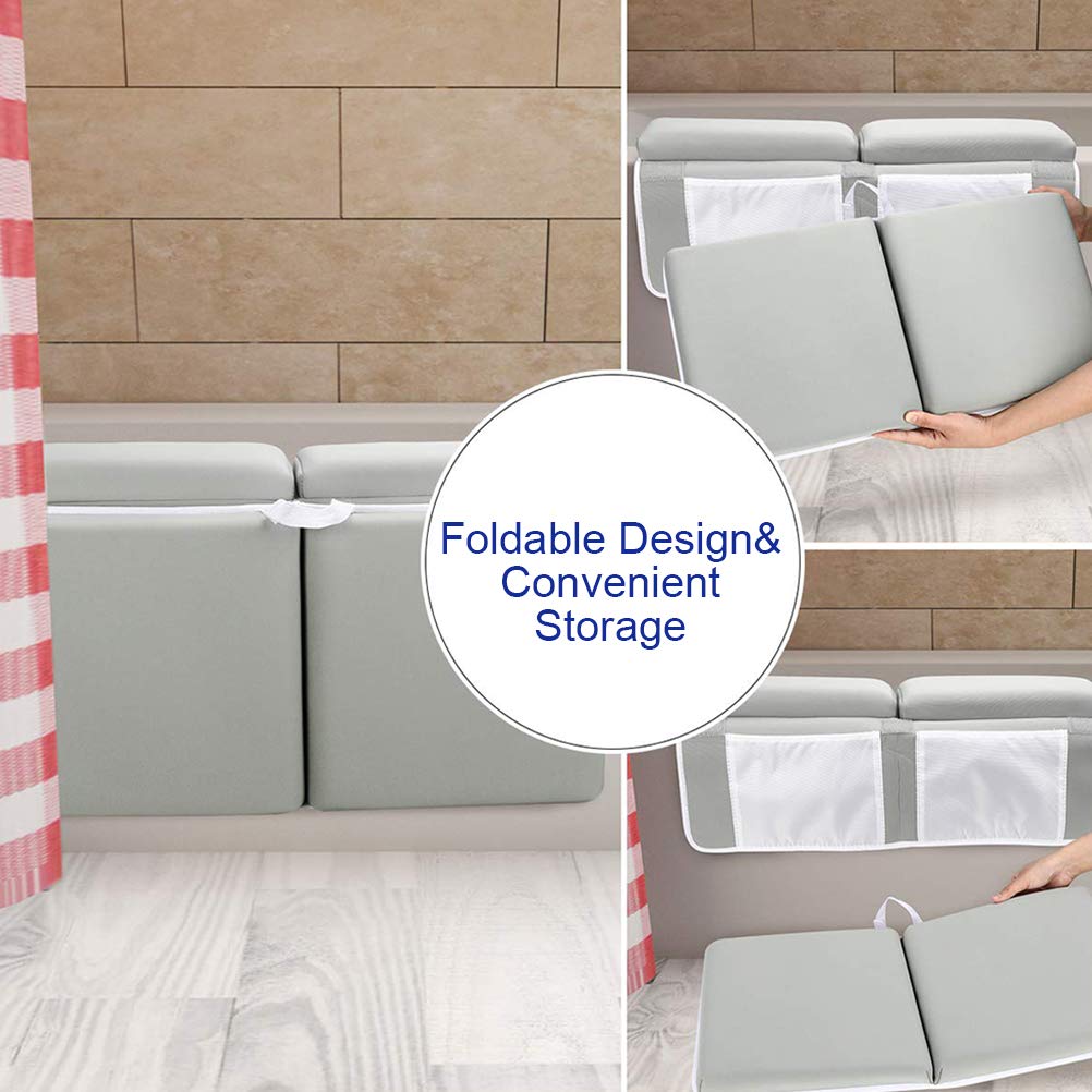 Kneeler Pad Elbow Support, Baby Bath Kneeler with Elbow Rest Set for Large Bathtub with Toy Organizer, Baby Bath Kneeler