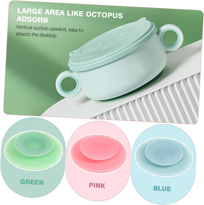 3pcs Non-Slip Suction Bowl Mats - Extra Strong Washable Silicone Pads for Plates & Bowls, Baby Led Weaning, Elderly & Disability Aid (Pink, Green, Blue)