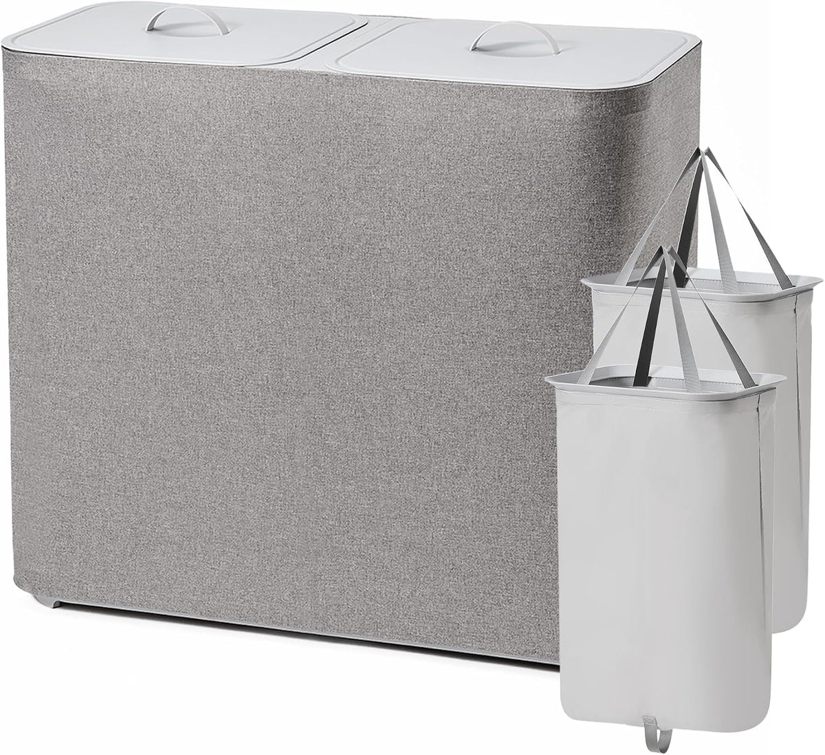 150L Double Laundry Hamper with Lid & Removable Bags