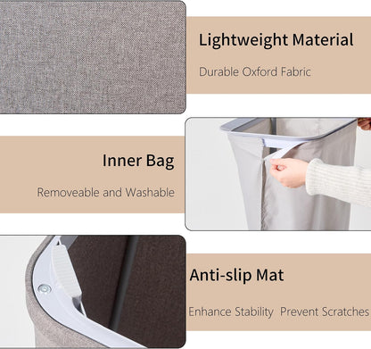 150L Double Laundry Hamper with Lid & Removable Bags
