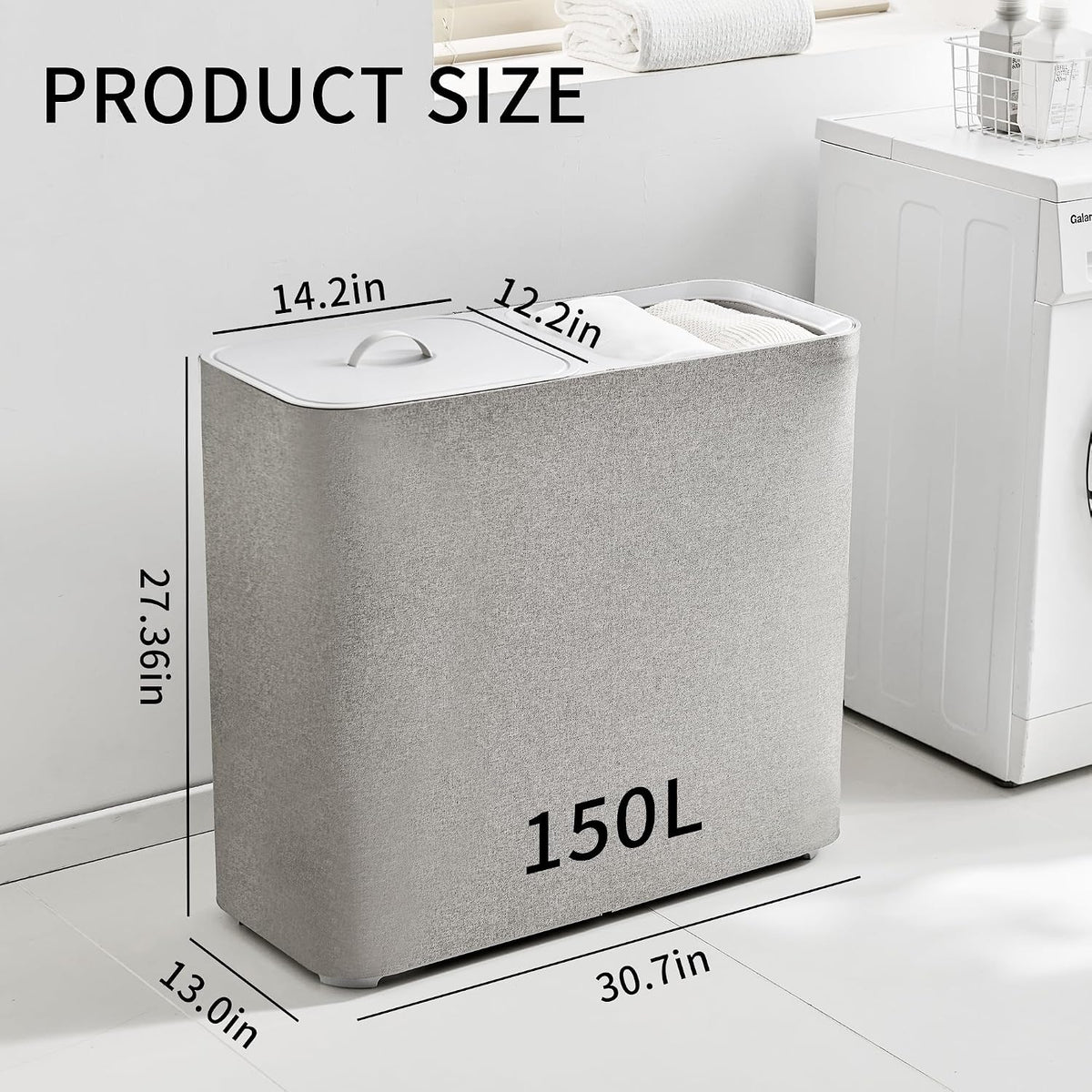 150L Double Laundry Hamper with Lid & Removable Bags