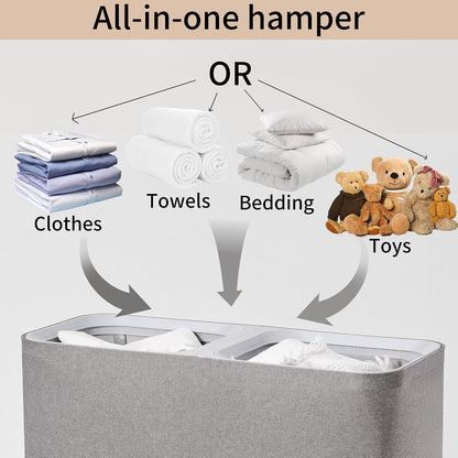 150L Double Laundry Hamper with Lid & Removable Bags