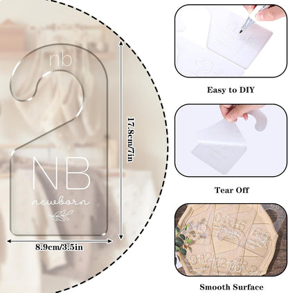 7Pcs Baby Closet Size Dividers Clear Acrylic Infant Clothes Hanger Separators Newborn to 24 Month Thicken Wardrobe Hanger Organizers for Home Nursery Baby Clothing, 3.5 x 7Inch