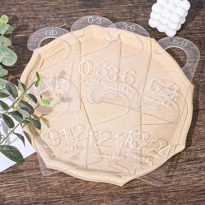 7Pcs Baby Closet Size Dividers Clear Acrylic Infant Clothes Hanger Separators Newborn to 24 Month Thicken Wardrobe Hanger Organizers for Home Nursery Baby Clothing, 3.5 x 7Inch