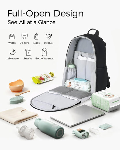 Diaper Bag Backpack for Travel & Work - Waterproof and Multi-Pocket