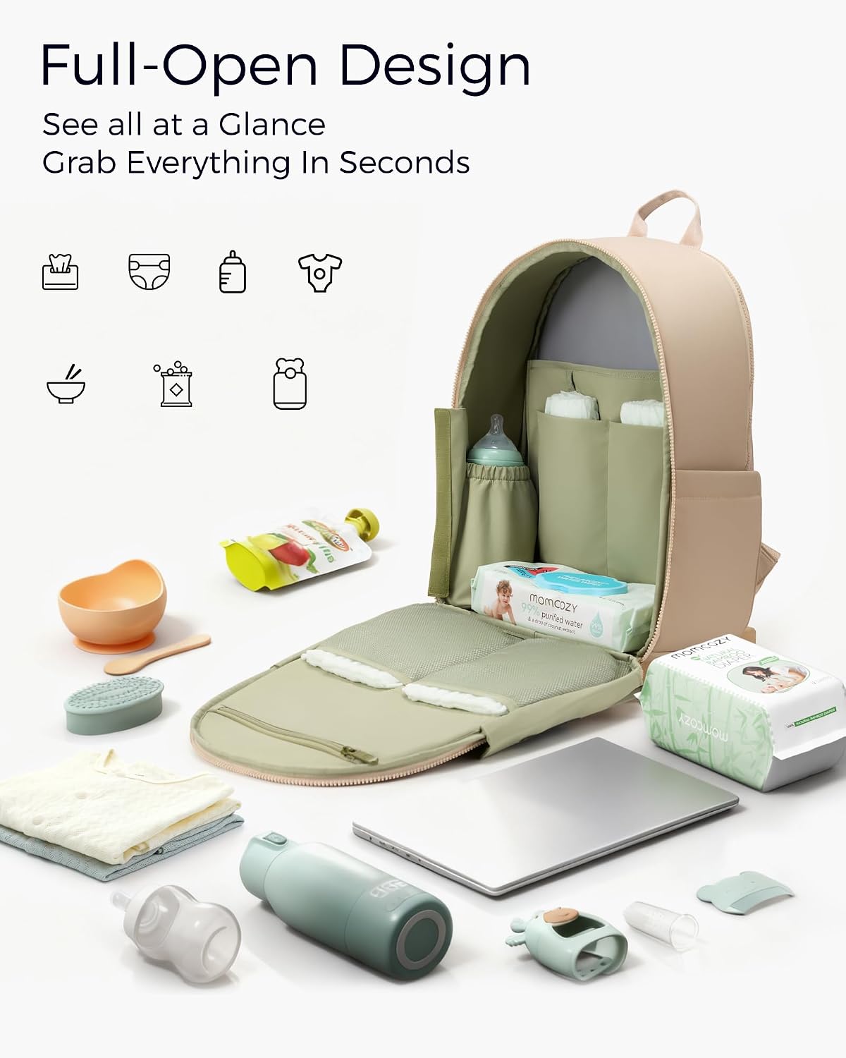 Diaper Bag Backpack for Travel & Work - Waterproof and Multi-Pocket