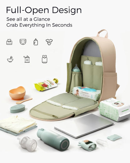 Diaper Bag Backpack for Travel & Work - Waterproof and Multi-Pocket