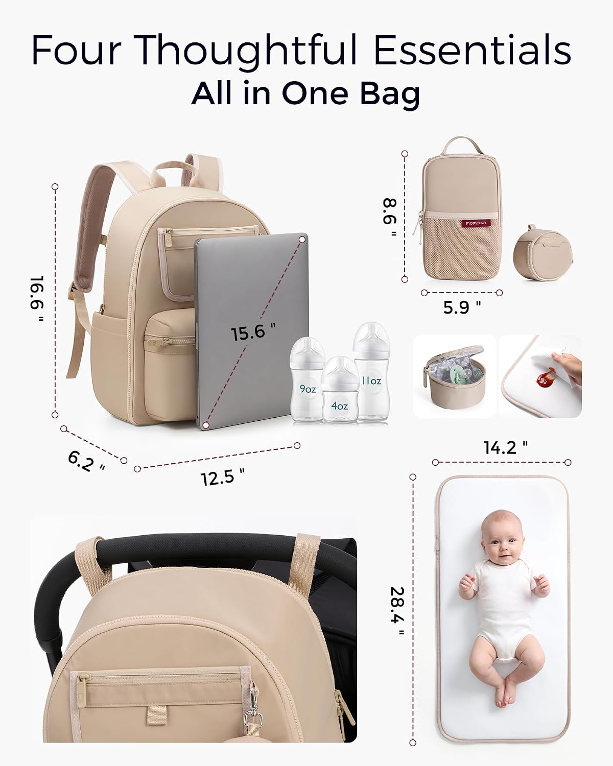 Diaper Bag Backpack for Travel & Work - Waterproof and Multi-Pocket