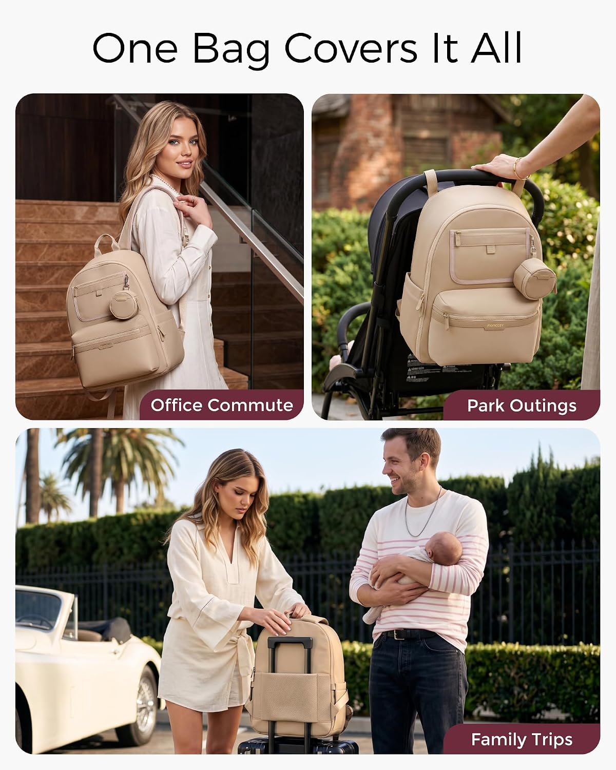 Diaper Bag Backpack for Travel & Work - Waterproof and Multi-Pocket