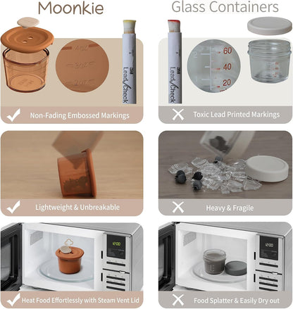 Silicone Baby Food Containers | Baby Fruit Feeder with Freezer Tray and Two Sizes Pouches