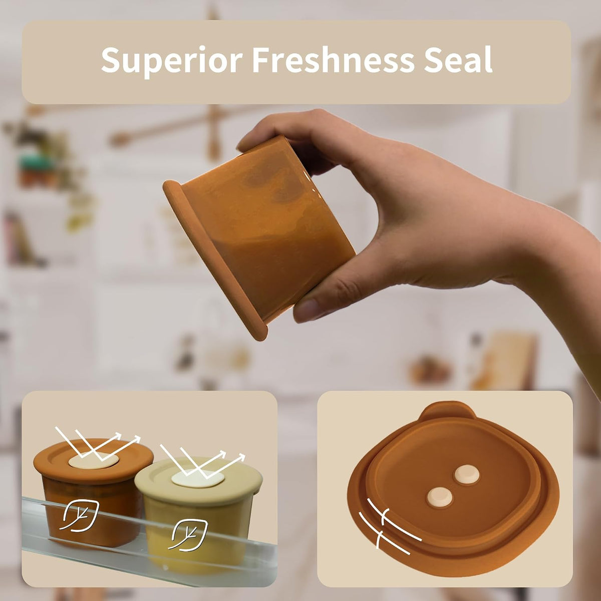 Silicone Baby Food Containers | Baby Fruit Feeder with Freezer Tray and Two Sizes Pouches