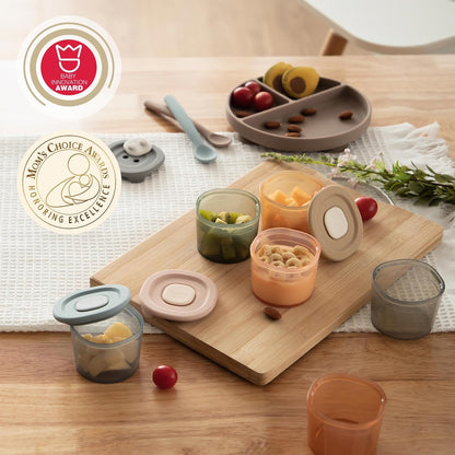 Silicone Baby Food Containers | Baby Fruit Feeder with Freezer Tray and Two Sizes Pouches