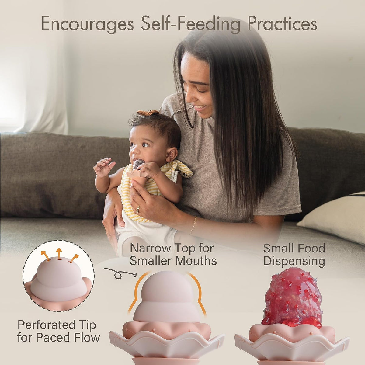 Silicone Baby Food Containers | Baby Fruit Feeder with Freezer Tray and Two Sizes Pouches