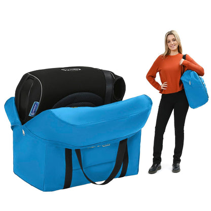 Booster Seat Travel Bag for Airplane, Blue, 17" H x 16.5" W x 9.5" D, Compatible with Gb Pockit Stroller and Most Boosters– Premium Waterproof Cover, Hand Bag Design, Durable Zipper