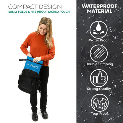 Booster Seat Travel Bag for Airplane, Blue, 17" H x 16.5" W x 9.5" D, Compatible with Gb Pockit Stroller and Most Boosters– Premium Waterproof Cover, Hand Bag Design, Durable Zipper