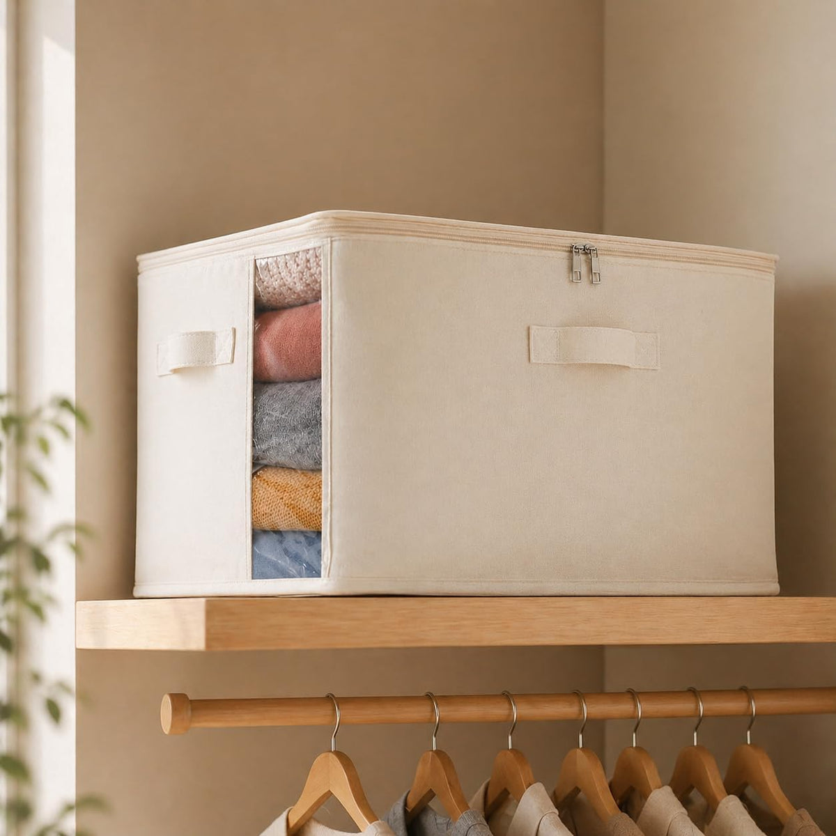 Canvas Comforter Storage Bags for Clothes & King Comforters, Natural