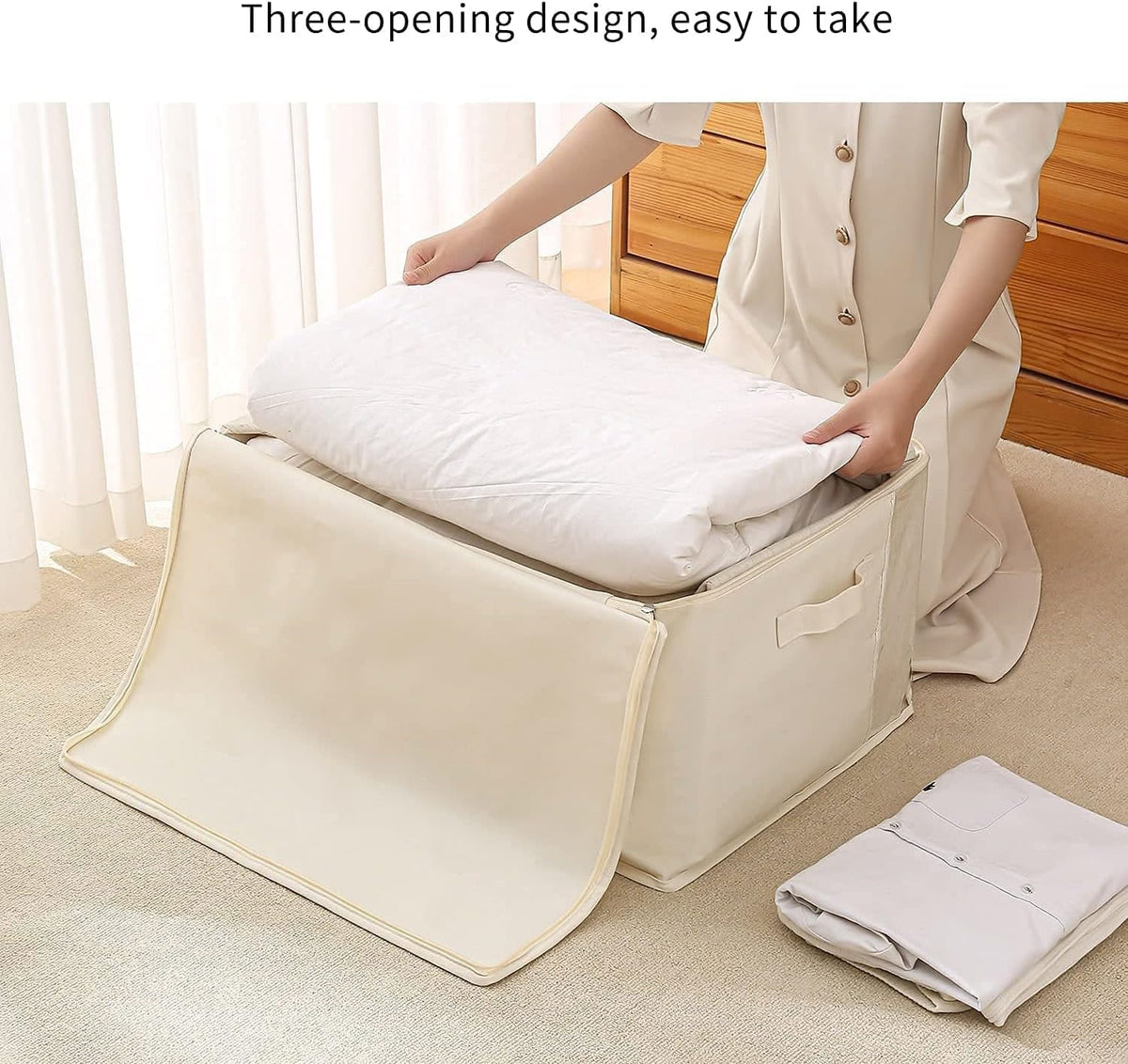 Canvas Comforter Storage Bags for Clothes & King Comforters, Natural