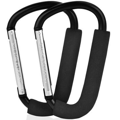 2 Pack Stroller Hooks, 6.3" Large Stroller Clips, Carabiner Clip