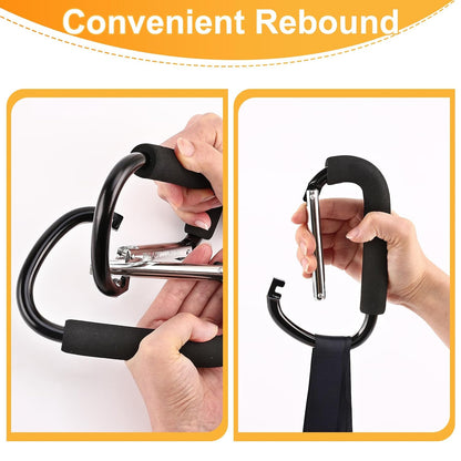 2 Pack Stroller Hooks, 6.3" Large Stroller Clips, Carabiner Clip