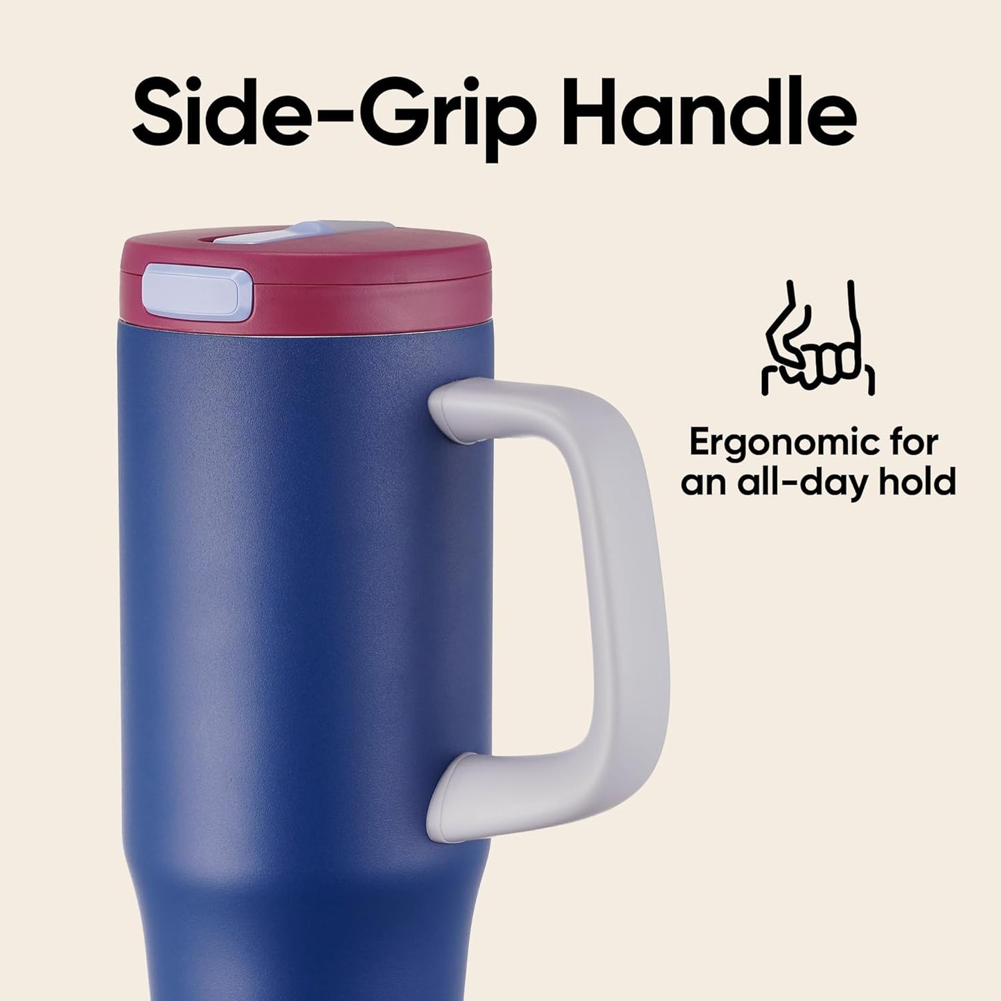 32 oz Tumbler with Handle, 304 Stainless Steel Insulated Water Bottle Keeps Cold 24 Hours, Water tumbler with flip straw, Insulated Coffee Mug, Travel Cup for Sports & Gifts, Honey Peach