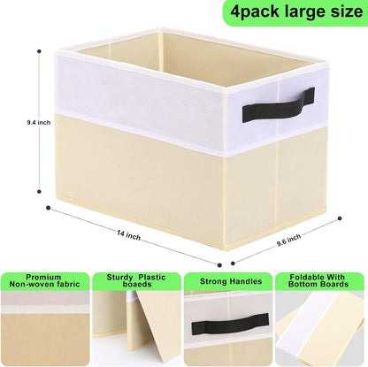 Large Shelf Storage Bins 4 Pack,Grey Collapsible Baskets