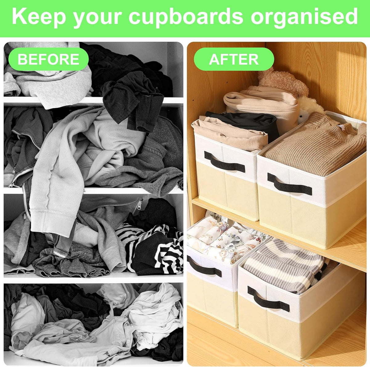 Large Shelf Storage Bins 4 Pack,Grey Collapsible Baskets