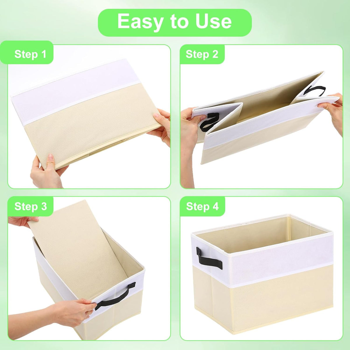 Large Shelf Storage Bins 4 Pack,Grey Collapsible Baskets