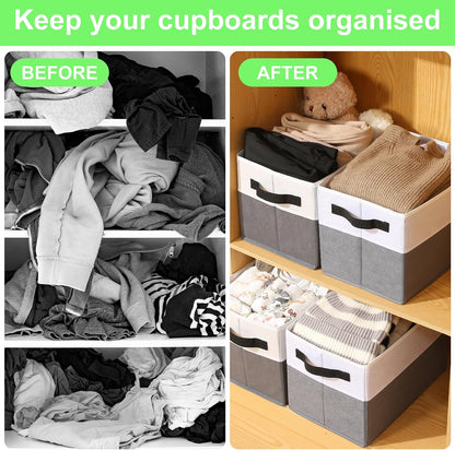 Large Shelf Storage Bins 4 Pack,Grey Collapsible Baskets