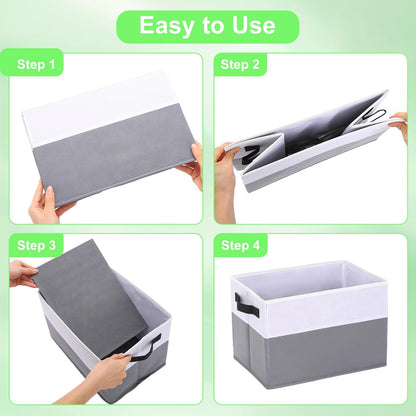 Large Shelf Storage Bins 4 Pack,Grey Collapsible Baskets